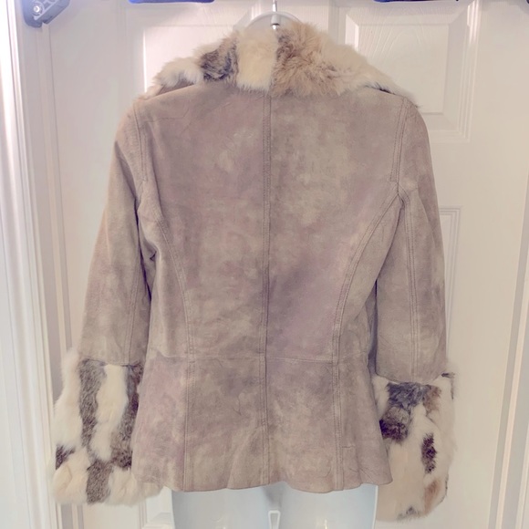 BeBe Cream Vintage Leather and Fur Snug Sexy Jacket - XS - Picture 5 of 8